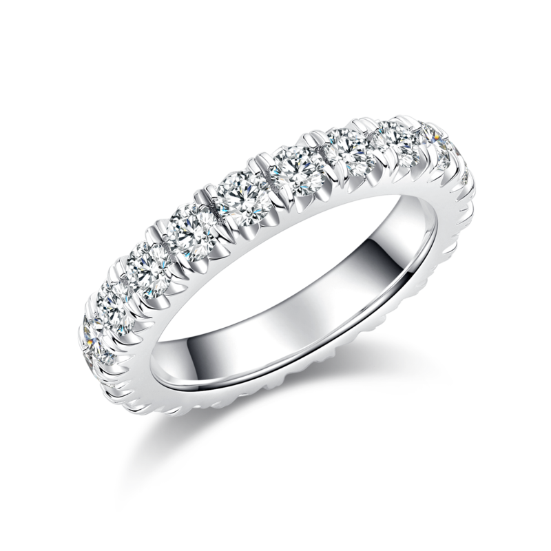 Full circle tiger claw guard ring S925 silver plated platinum moissanite diamond gemstone 3.0mm